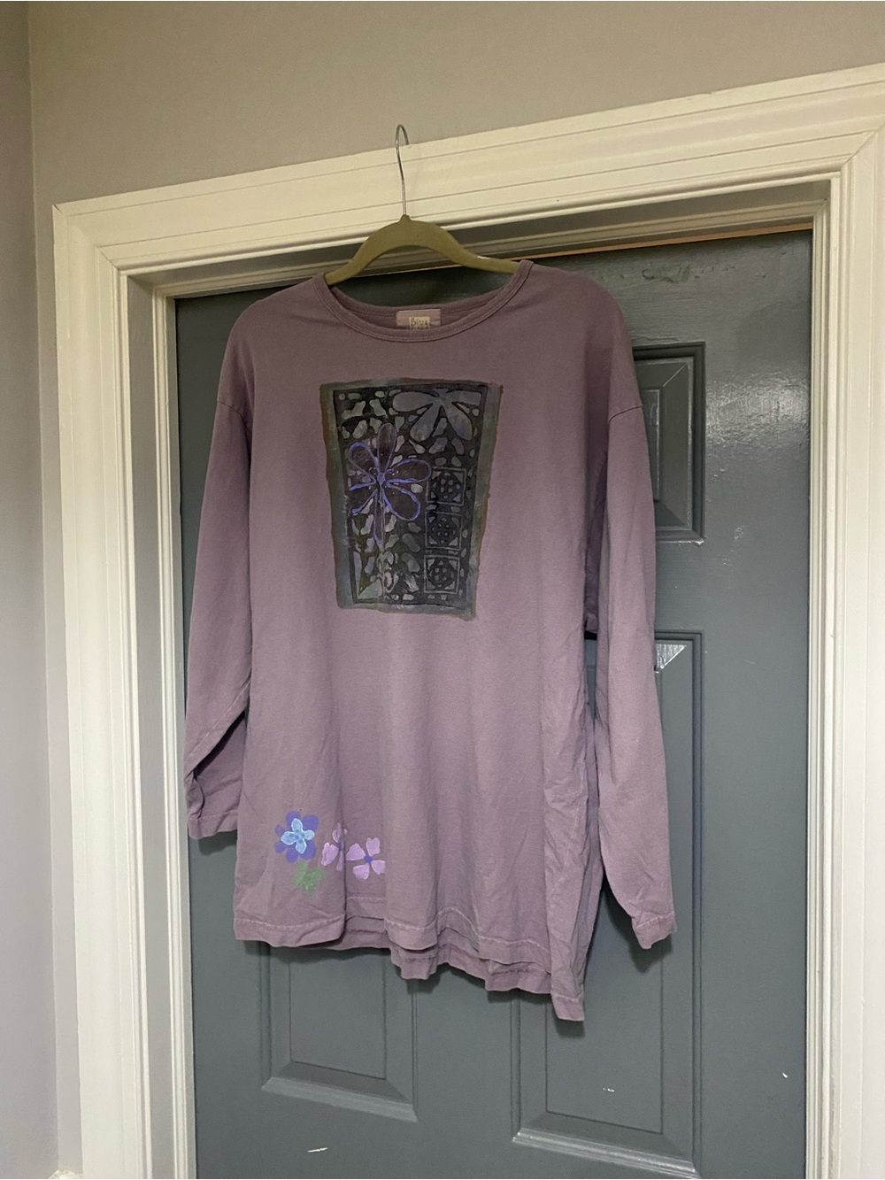 Blue Fish Vintage Purple Floral Patch Long Sleeve Tee